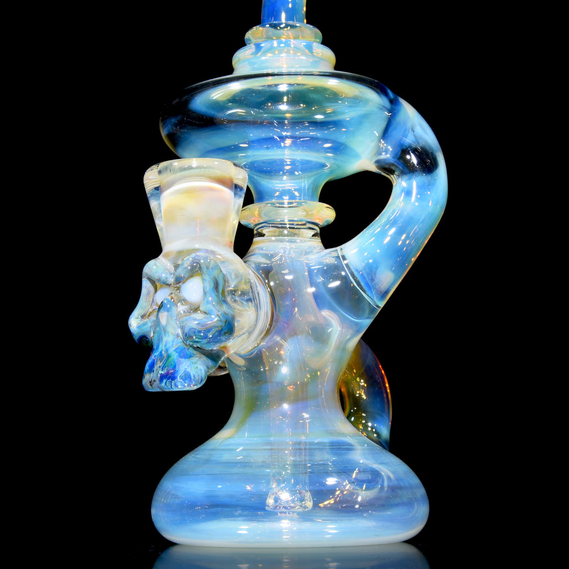 Fully-fumed Single Uptake Klein Recycler w/ Sculpted Skull Joint - 14mm Female