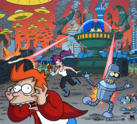 Futurama - "Morbo Attacks!" - Signed Artist Proof Limited Edition Cel w/ Printed Giclee Background