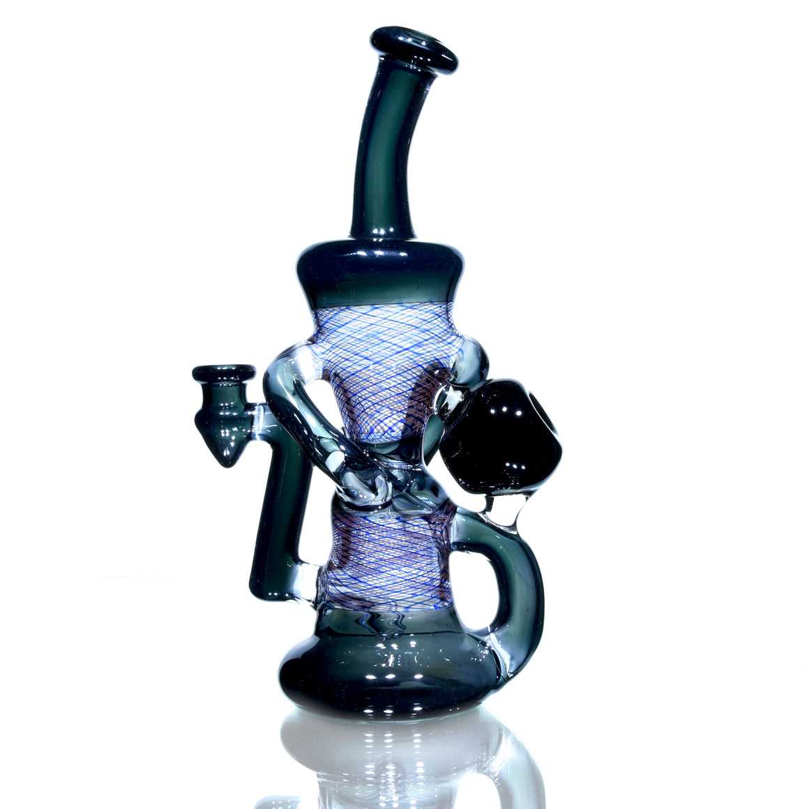 Double-uptake Floating Recycler - Grey/Blue & Red Reti - 10mm Female