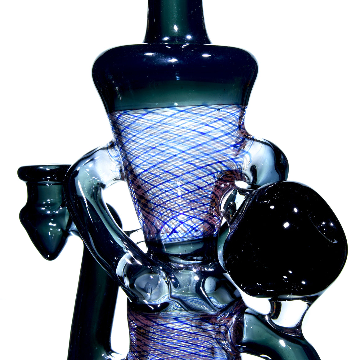 Double-uptake Floating Recycler - Grey/Blue & Red Reti - 10mm Female