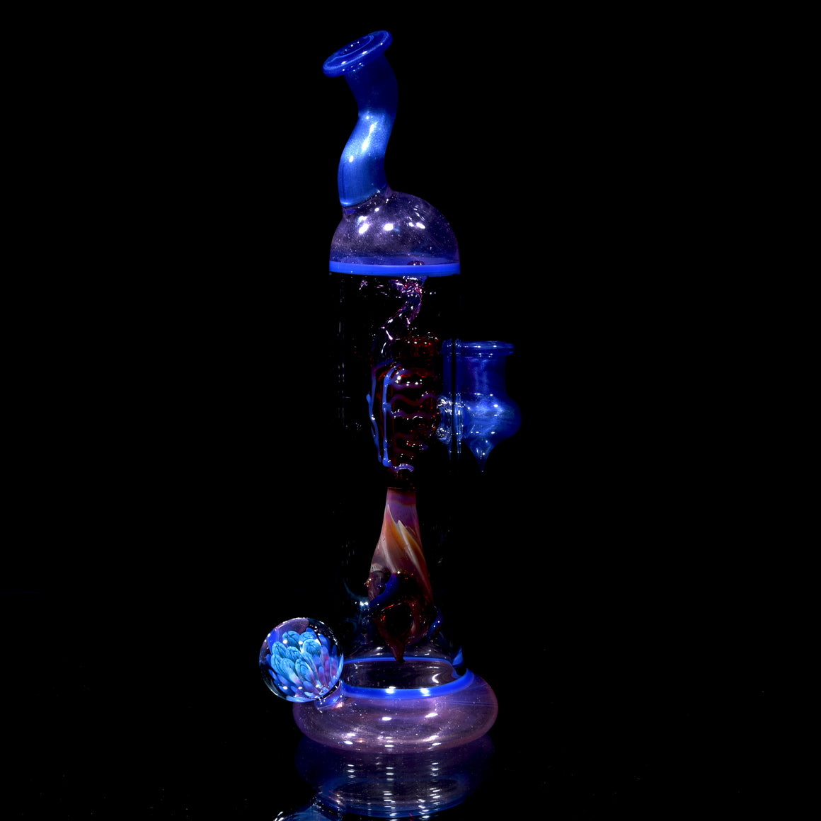 Worked Heartseed Specimen Rig - Satin Blue - 10mm Female