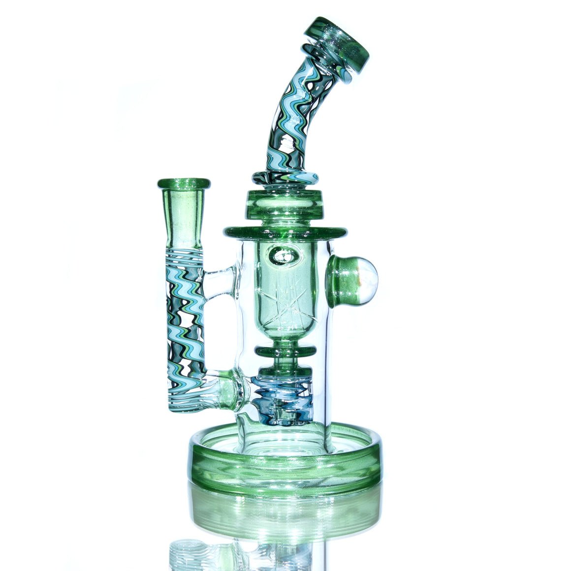 Fully-worked Incycler w/ Gridded Perc - FtC/Green Stardust - 14mm Female