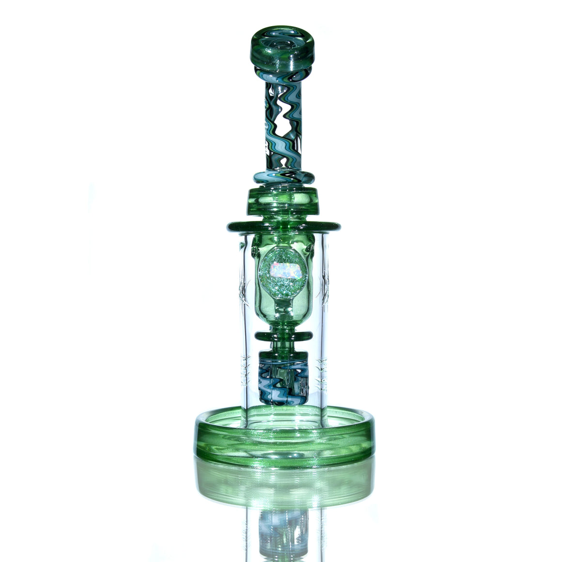 Fully-worked Incycler w/ Gridded Perc - FtC/Green Stardust - 14mm Female