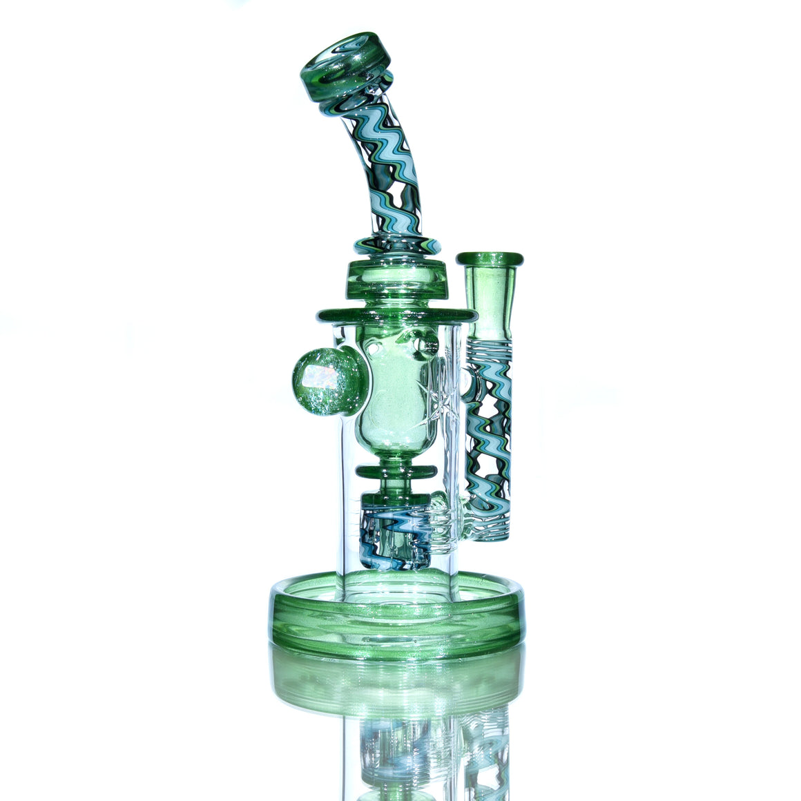 Fully-worked Incycler w/ Gridded Perc - FtC/Green Stardust - 14mm Female