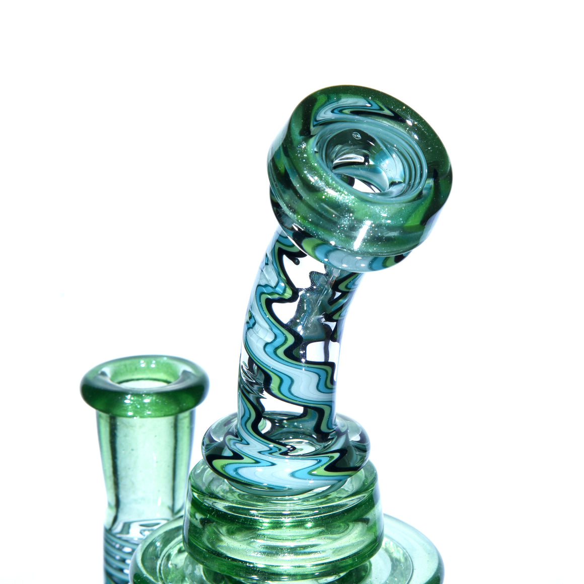 Fully-worked Incycler w/ Gridded Perc - FtC/Green Stardust - 14mm Female
