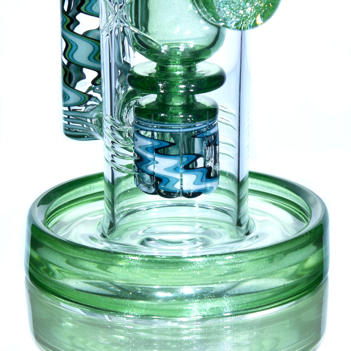 Fully-worked Incycler w/ Gridded Perc - FtC/Green Stardust - 14mm Female