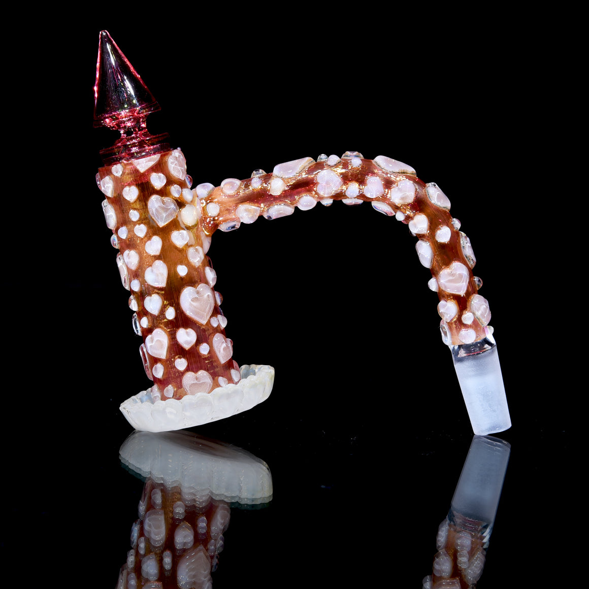 1/1 Carved Hearts Gel Tech Double-layer Fumed Slurpee Set w/ Plug Cap - 10mm Male 90° Joint
