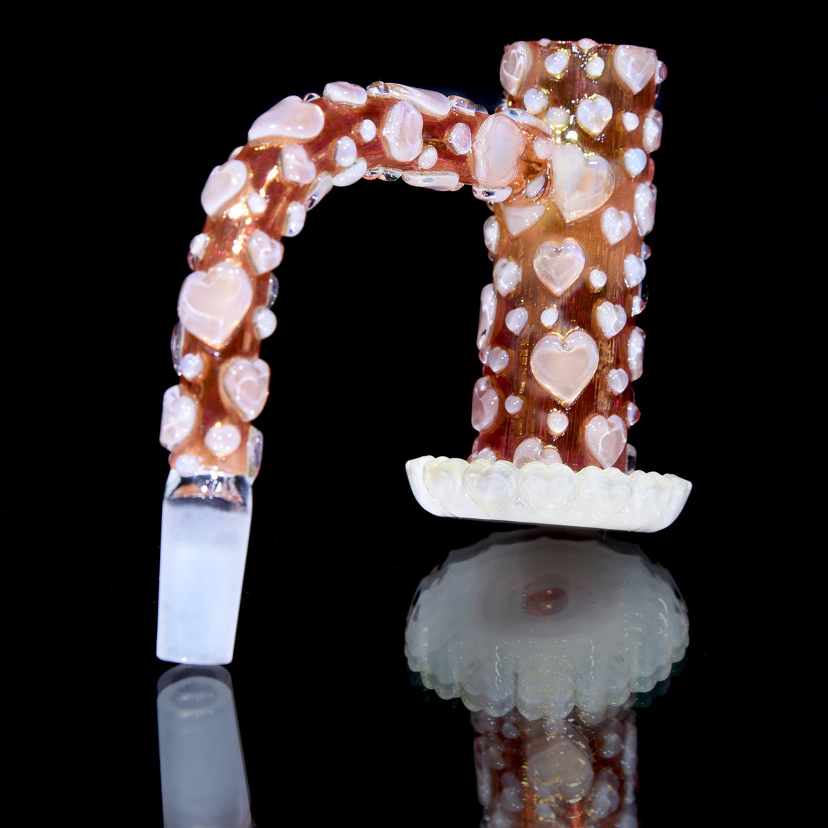 1/1 Carved Hearts Gel Tech Double-layer Fumed Slurpee Set w/ Plug Cap - 10mm Male 90° Joint