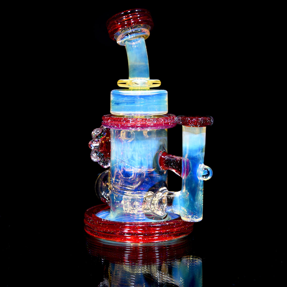 Fully-worked Crushed Opal Klein Recycler - Pomegranate - 10mm Female