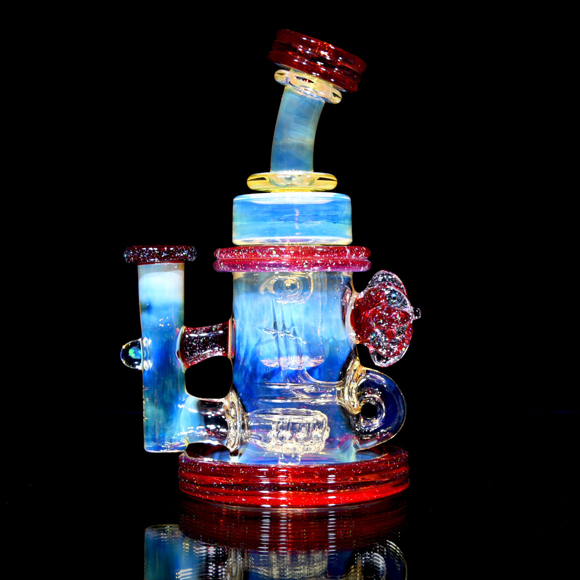 Fully-worked Crushed Opal Klein Recycler - Pomegranate - 10mm Female