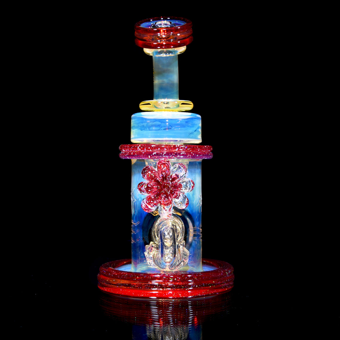 Fully-worked Crushed Opal Klein Recycler - Pomegranate - 10mm Female