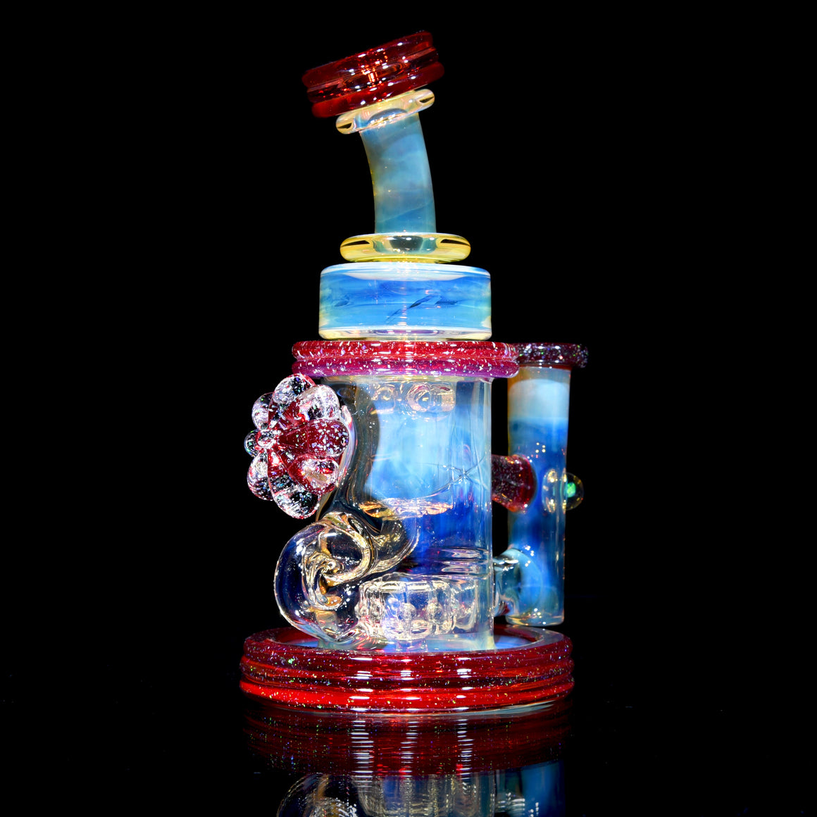 Fully-worked Crushed Opal Klein Recycler - Pomegranate - 10mm Female