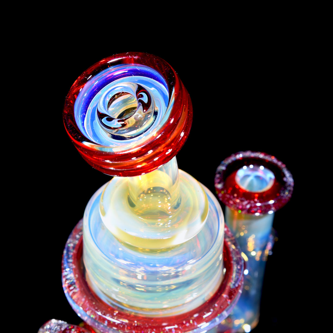 Fully-worked Crushed Opal Klein Recycler - Pomegranate - 10mm Female