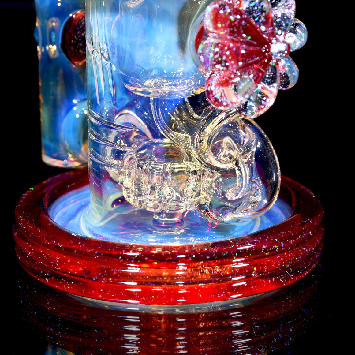 Fully-worked Crushed Opal Klein Recycler - Pomegranate - 10mm Female