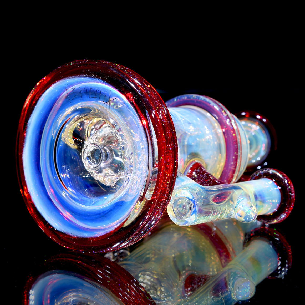 Fully-worked Crushed Opal Klein Recycler - Pomegranate - 10mm Female