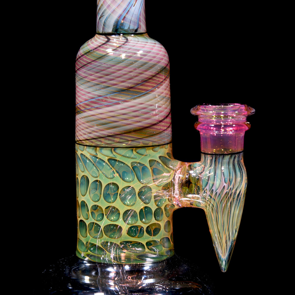 Gold & Silver Fume Honeycomb Rocket Bottle Rig- 10mm Female