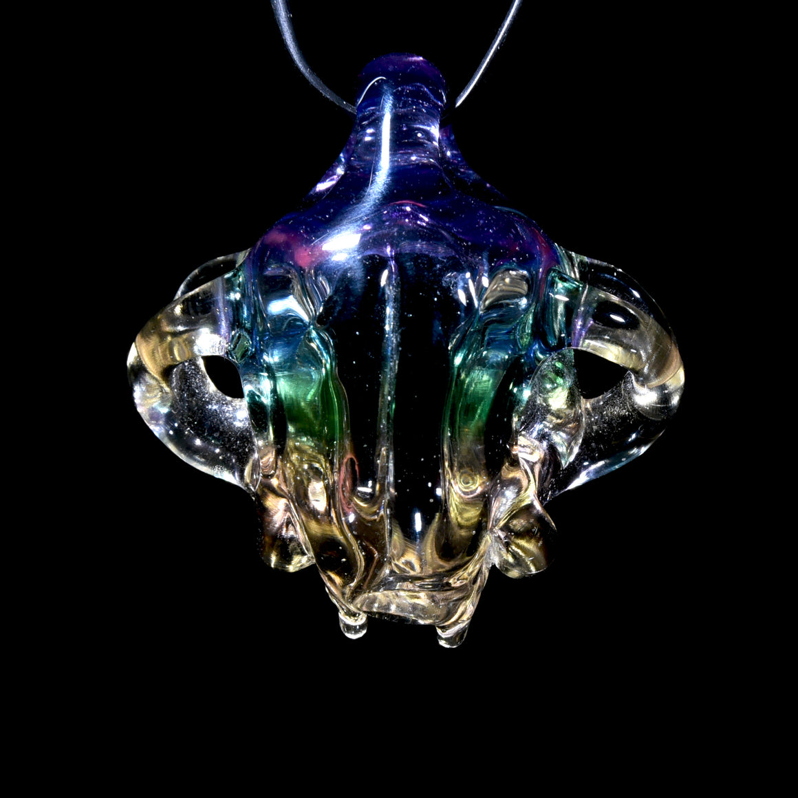 CFL Reactive Hollow Cat Skull Pendant - Purple Rain/Serum Gradient Fade