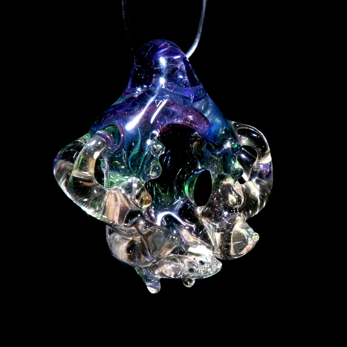 CFL Reactive Hollow Cat Skull Pendant - Purple Rain/Serum Gradient Fade
