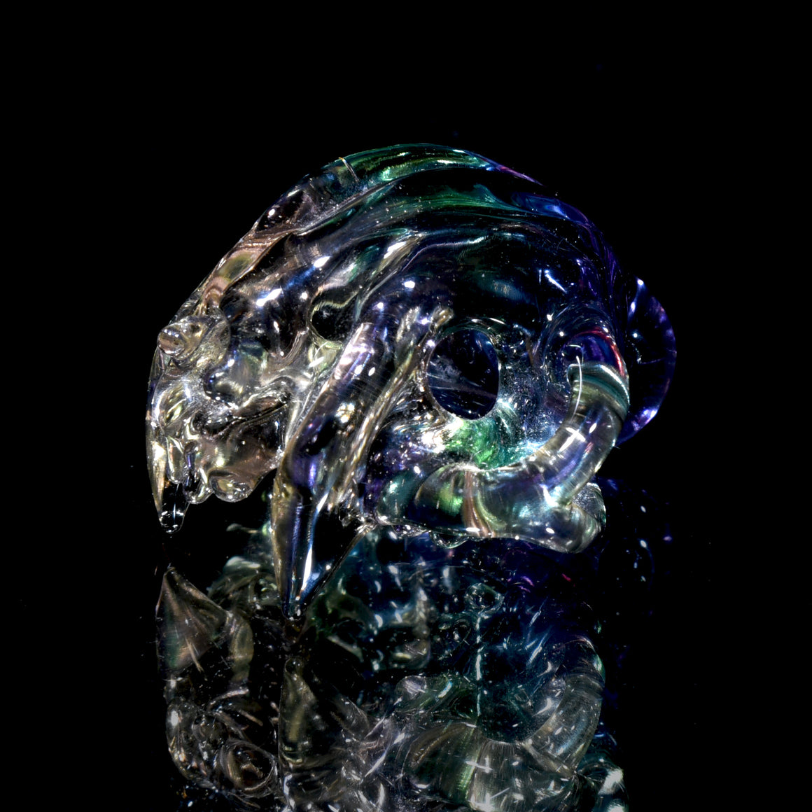 CFL Reactive Hollow Cat Skull Pendant - Purple Rain/Serum Gradient Fade