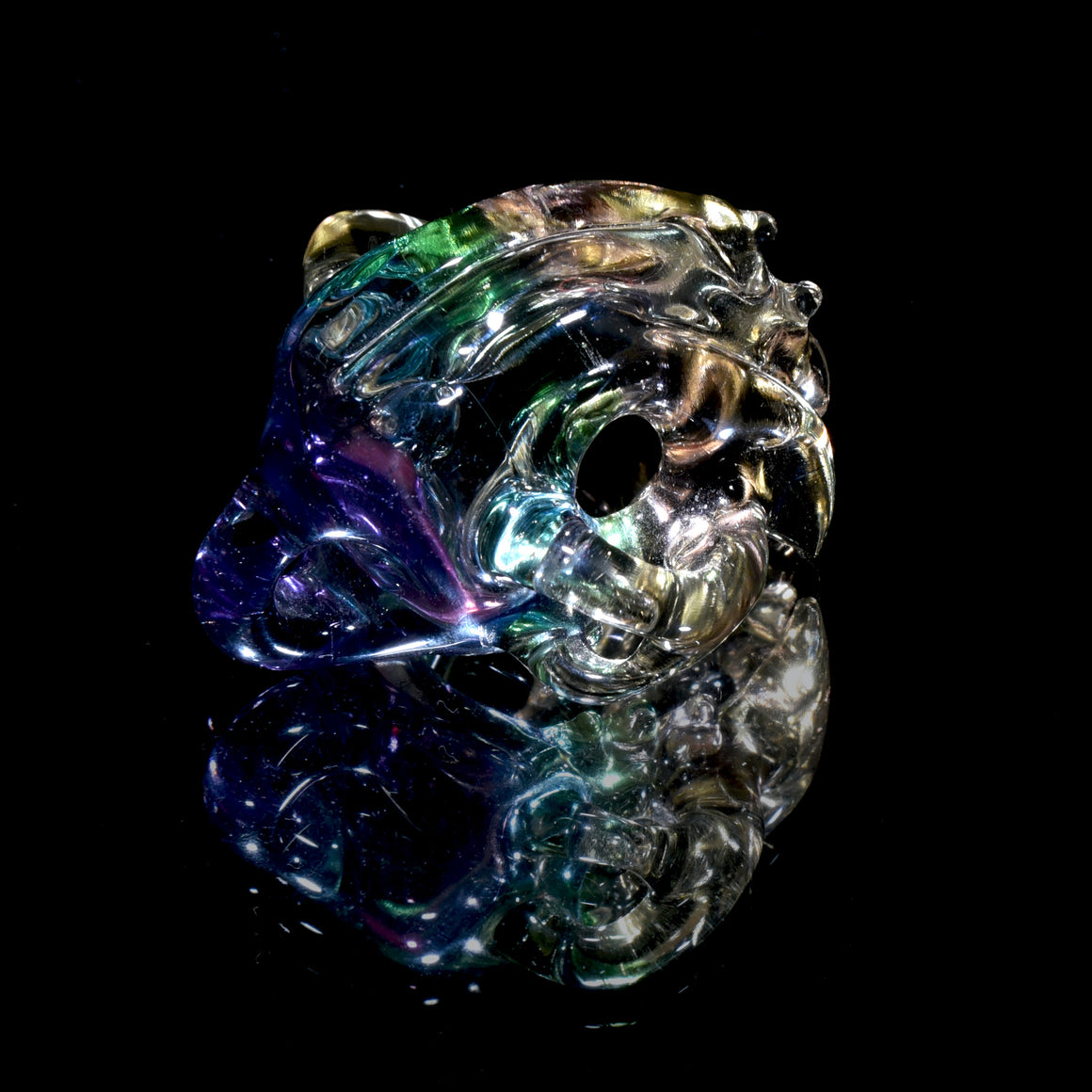 CFL Reactive Hollow Cat Skull Pendant - Purple Rain/Serum Gradient Fade