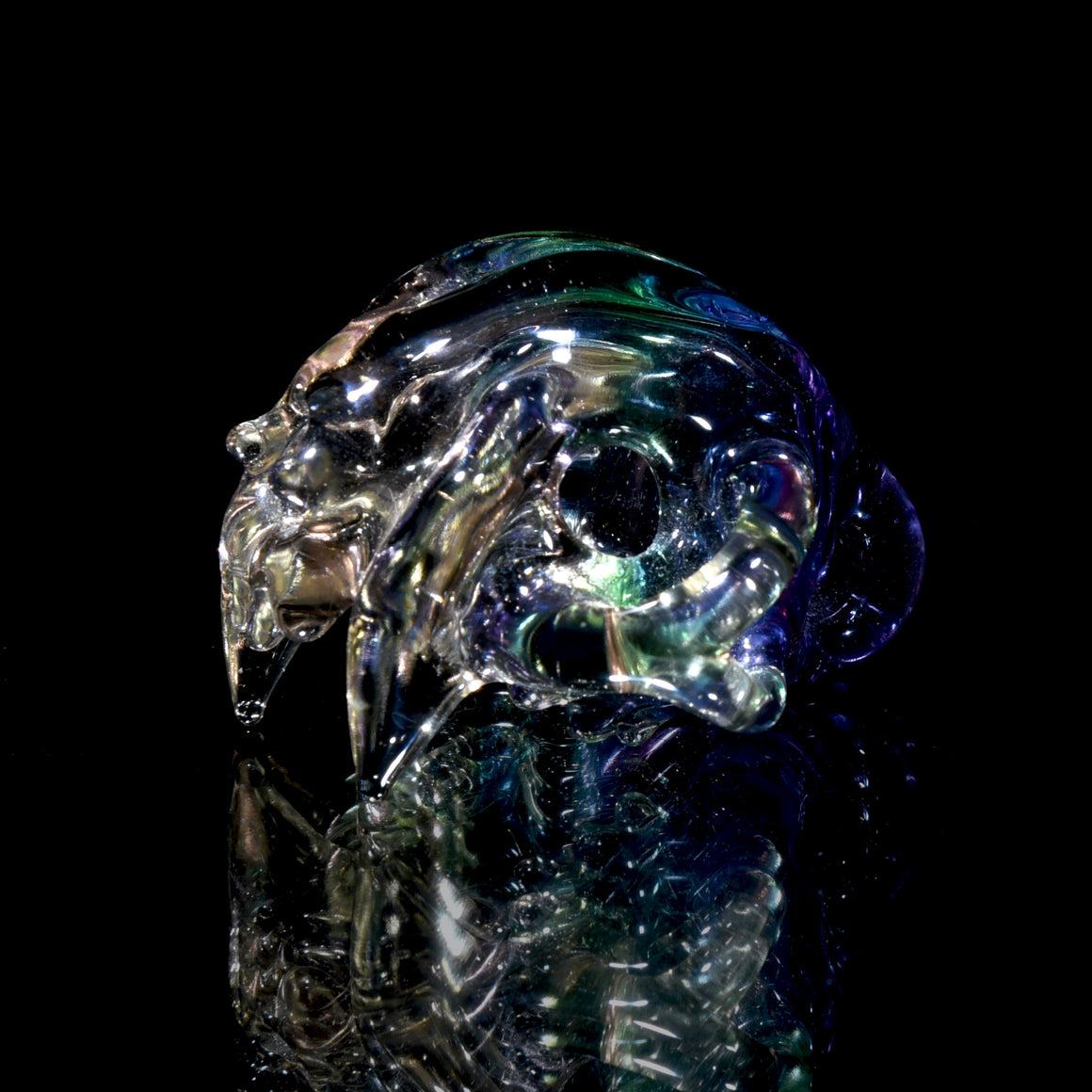 CFL Reactive Hollow Cat Skull Pendant - Purple Rain/Serum Gradient Fade