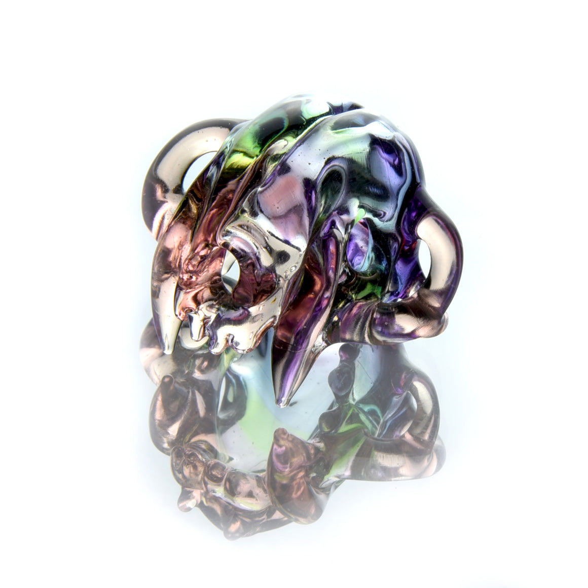 CFL Reactive Hollow Cat Skull Pendant - Purple Rain/Serum Gradient Fade