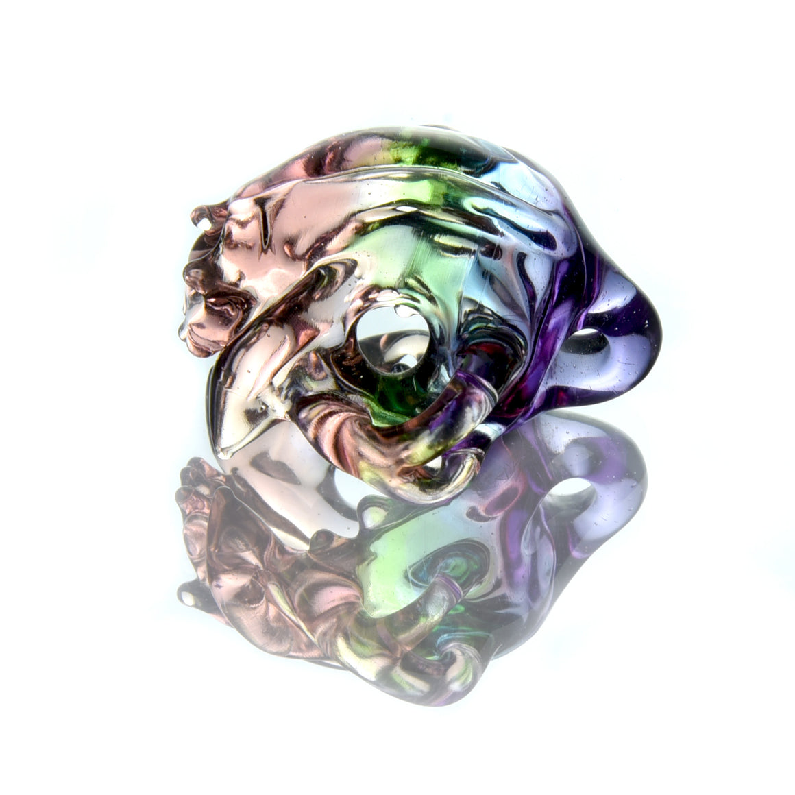 CFL Reactive Hollow Cat Skull Pendant - Purple Rain/Serum Gradient Fade