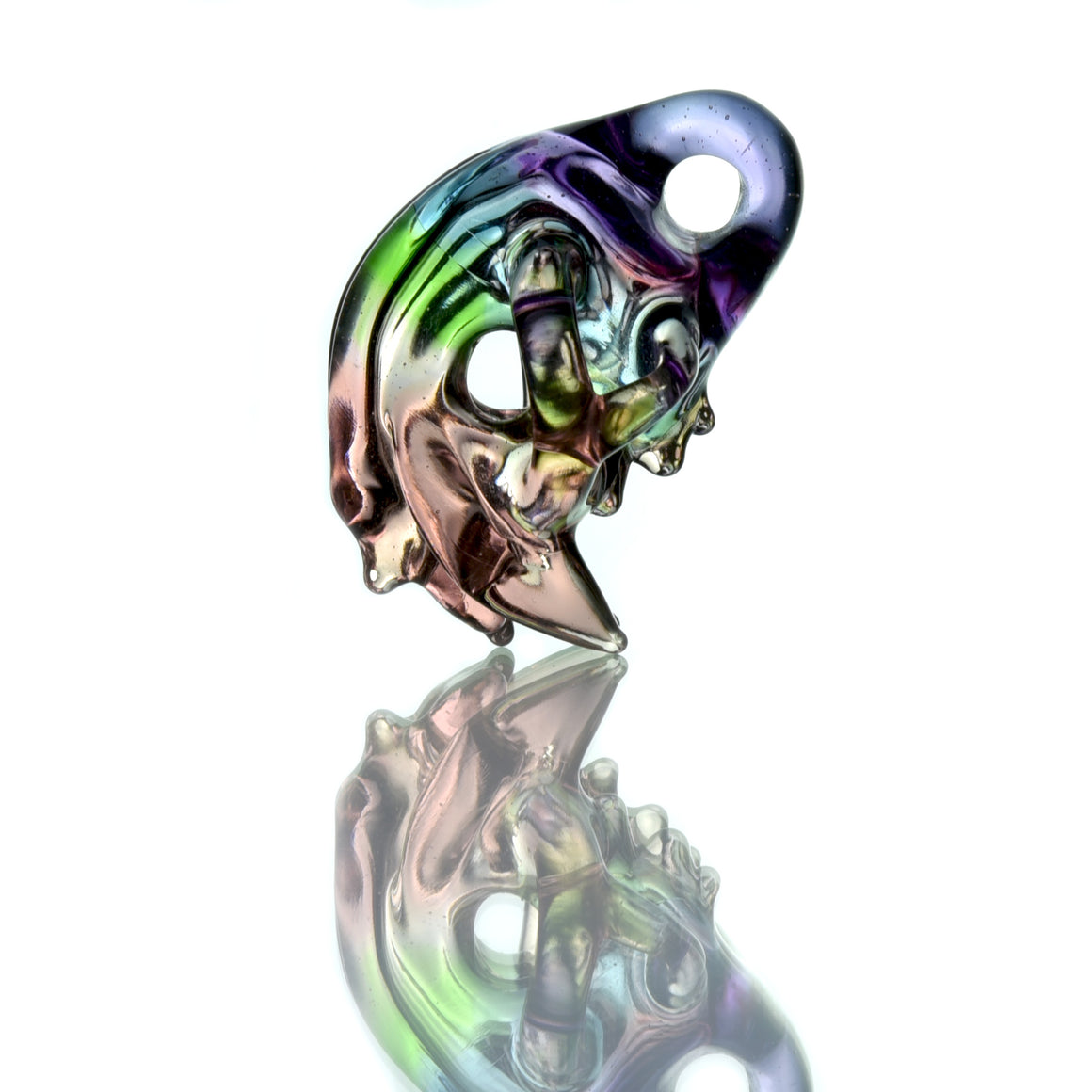 CFL Reactive Hollow Cat Skull Pendant - Purple Rain/Serum Gradient Fade