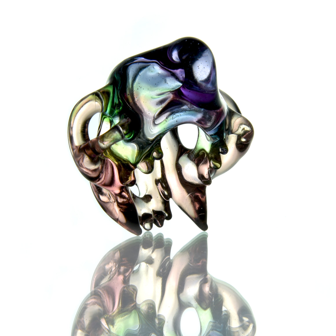 CFL Reactive Hollow Cat Skull Pendant - Purple Rain/Serum Gradient Fade