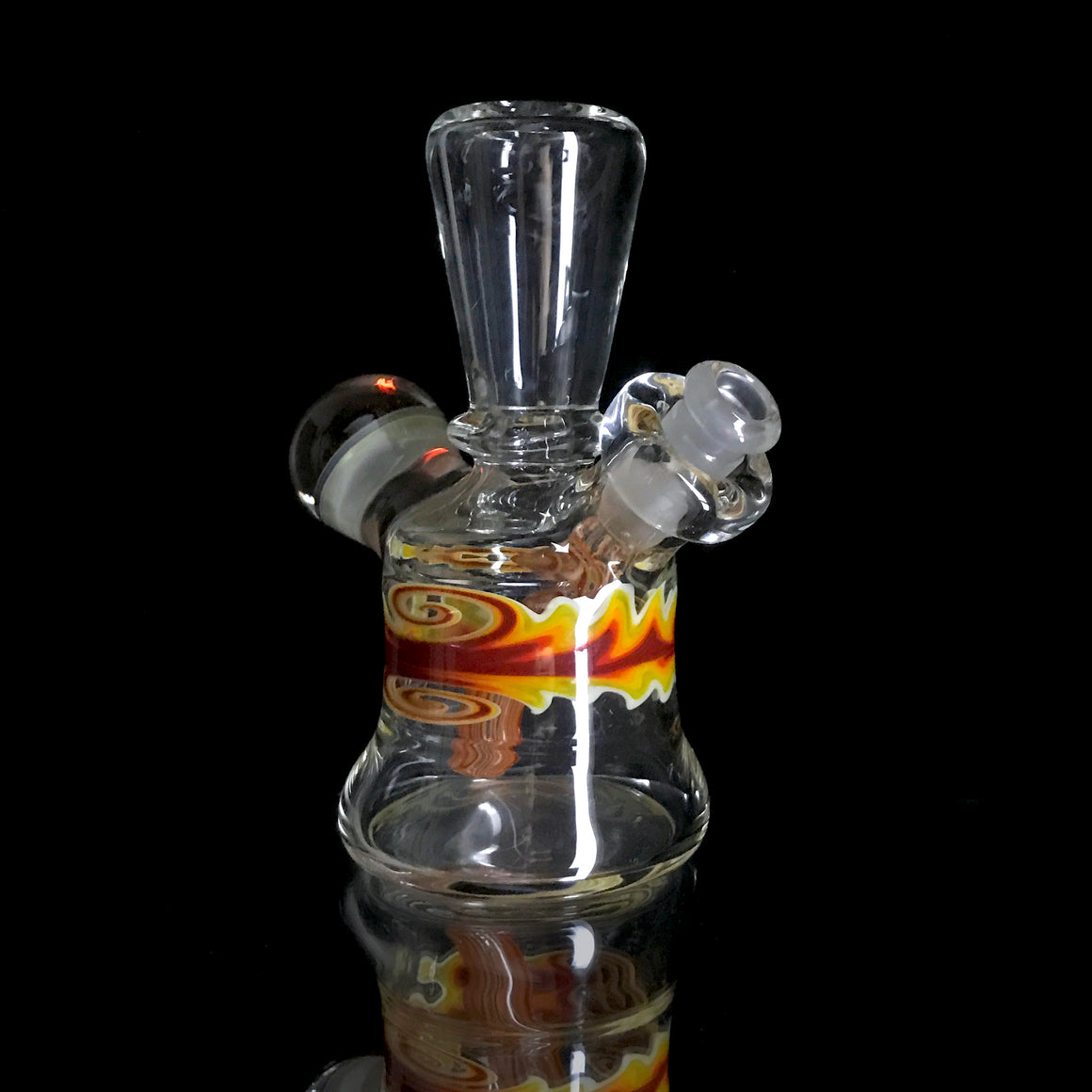 Fully-worked Mini Tube - Clear/Fire Linework - 10mm Female