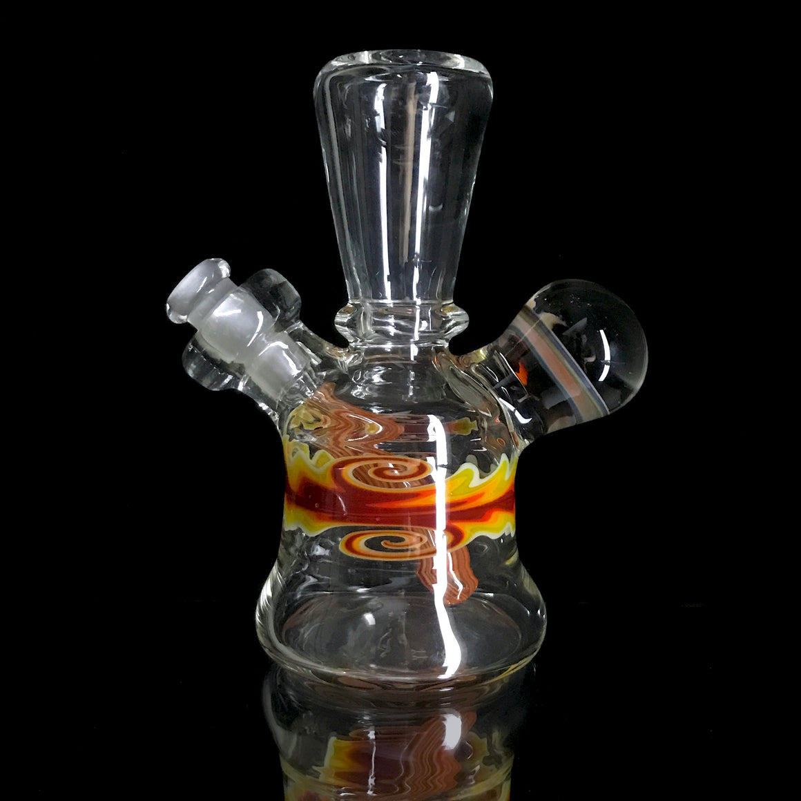 Fully-worked Mini Tube - Clear/Fire Linework - 10mm Female