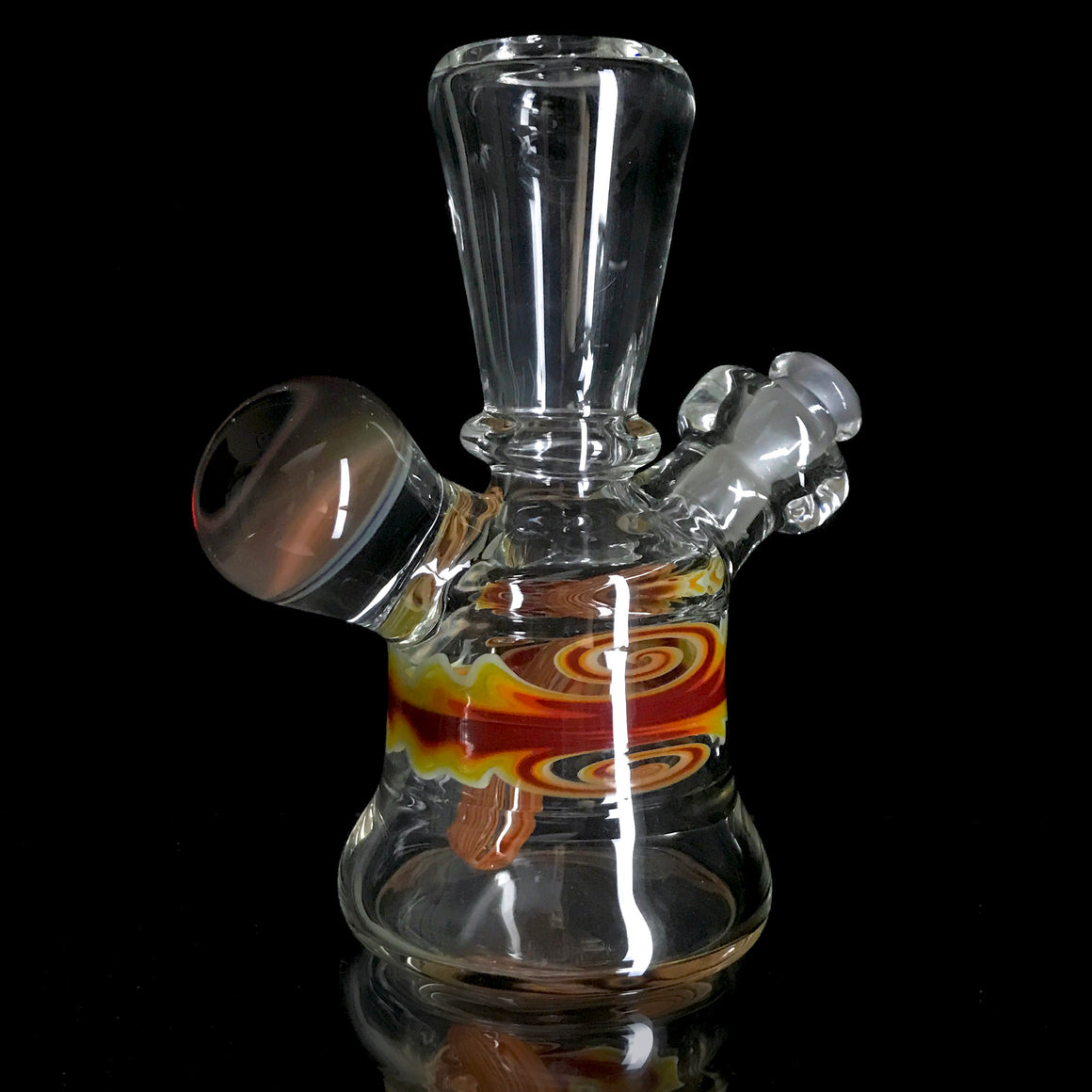 Fully-worked Mini Tube - Clear/Fire Linework - 10mm Female