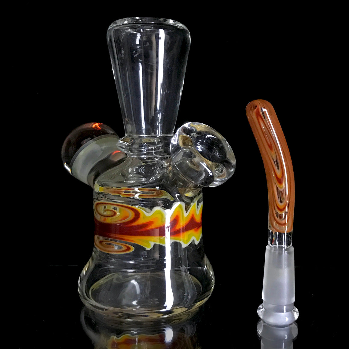 Fully-worked Mini Tube - Clear/Fire Linework - 10mm Female