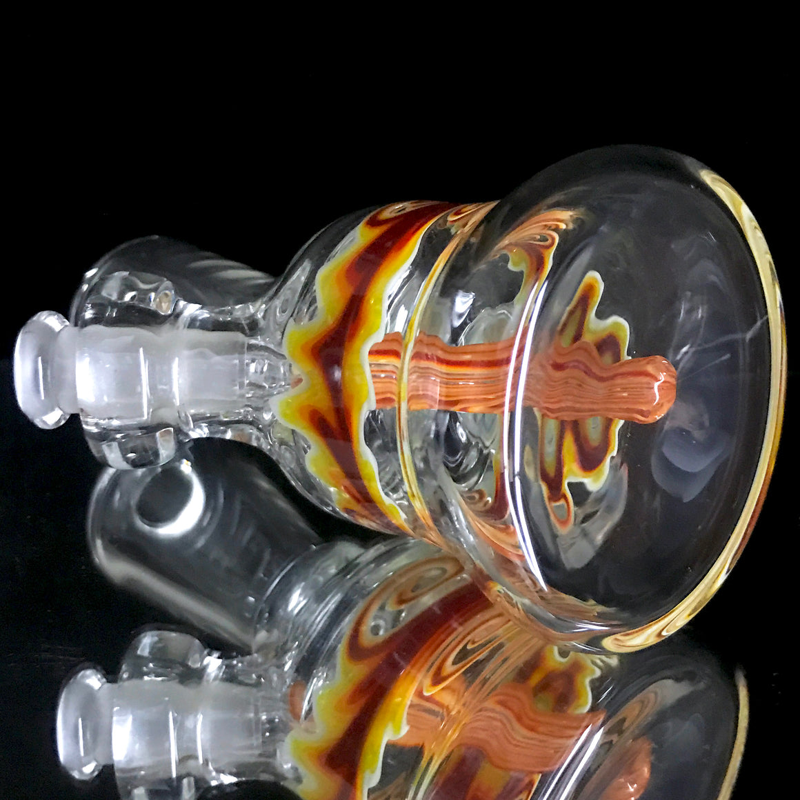 Fully-worked Mini Tube - Clear/Fire Linework - 10mm Female