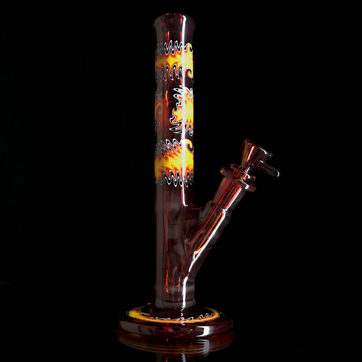 UV Fully-worked Mini Straight Tube - Pomegranate/Fire - 10mm Female