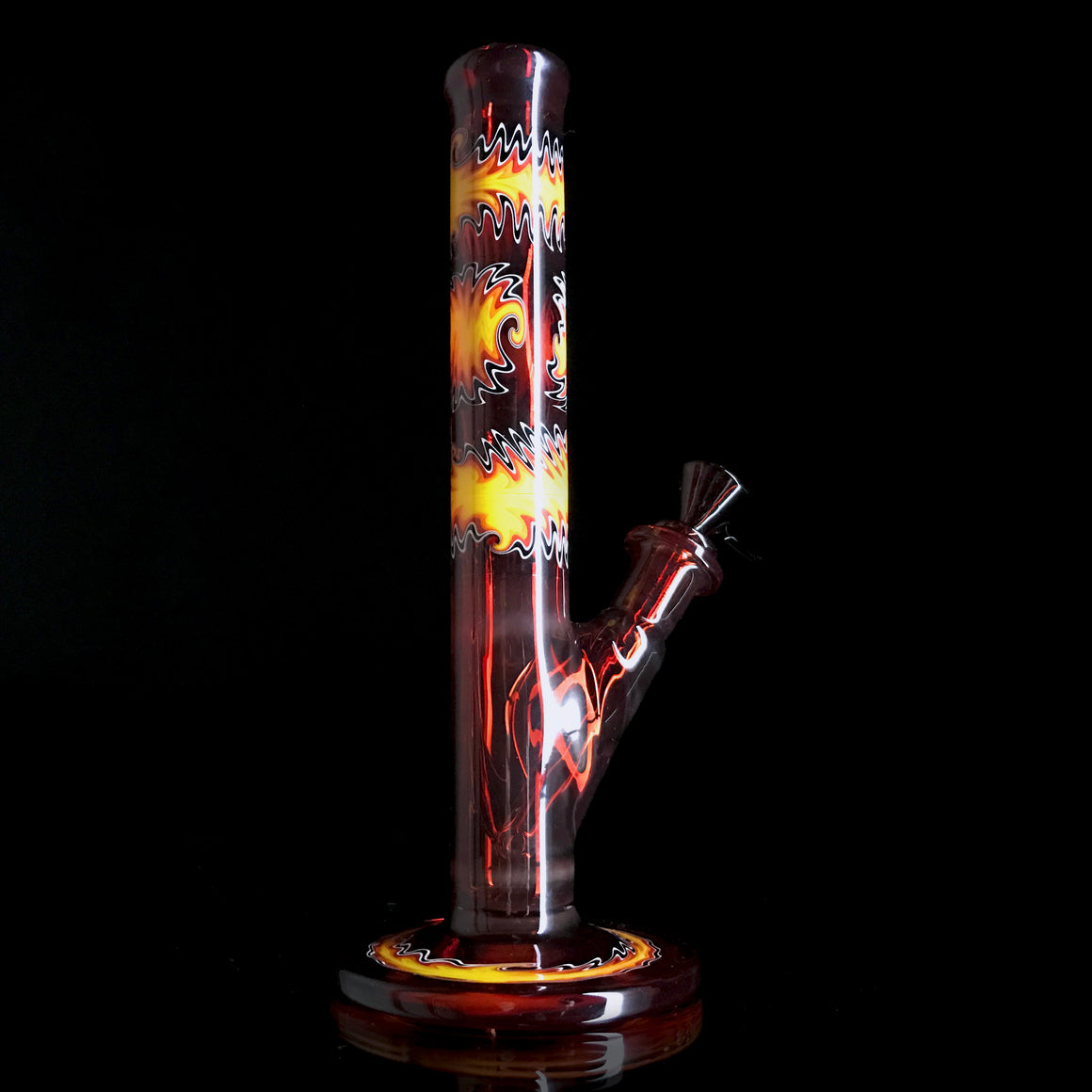 UV Fully-worked Mini Straight Tube - Pomegranate/Fire - 10mm Female