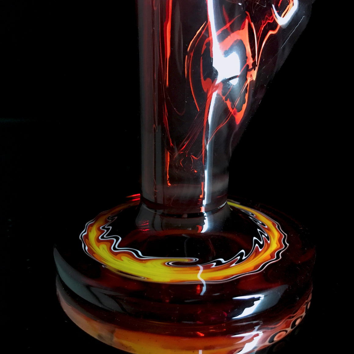 UV Fully-worked Mini Straight Tube - Pomegranate/Fire - 10mm Female
