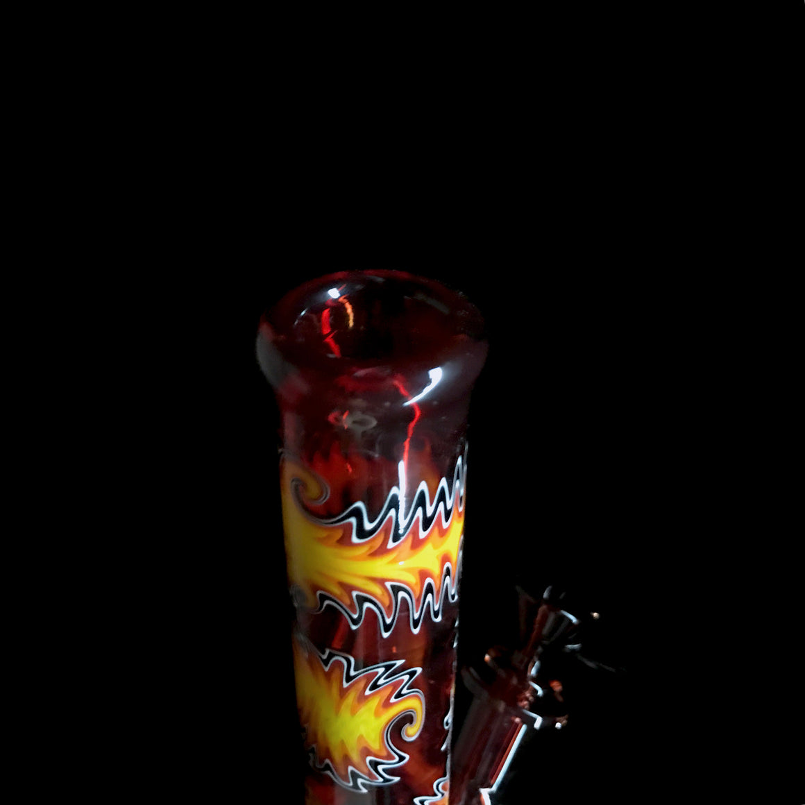 UV Fully-worked Mini Straight Tube - Pomegranate/Fire - 10mm Female