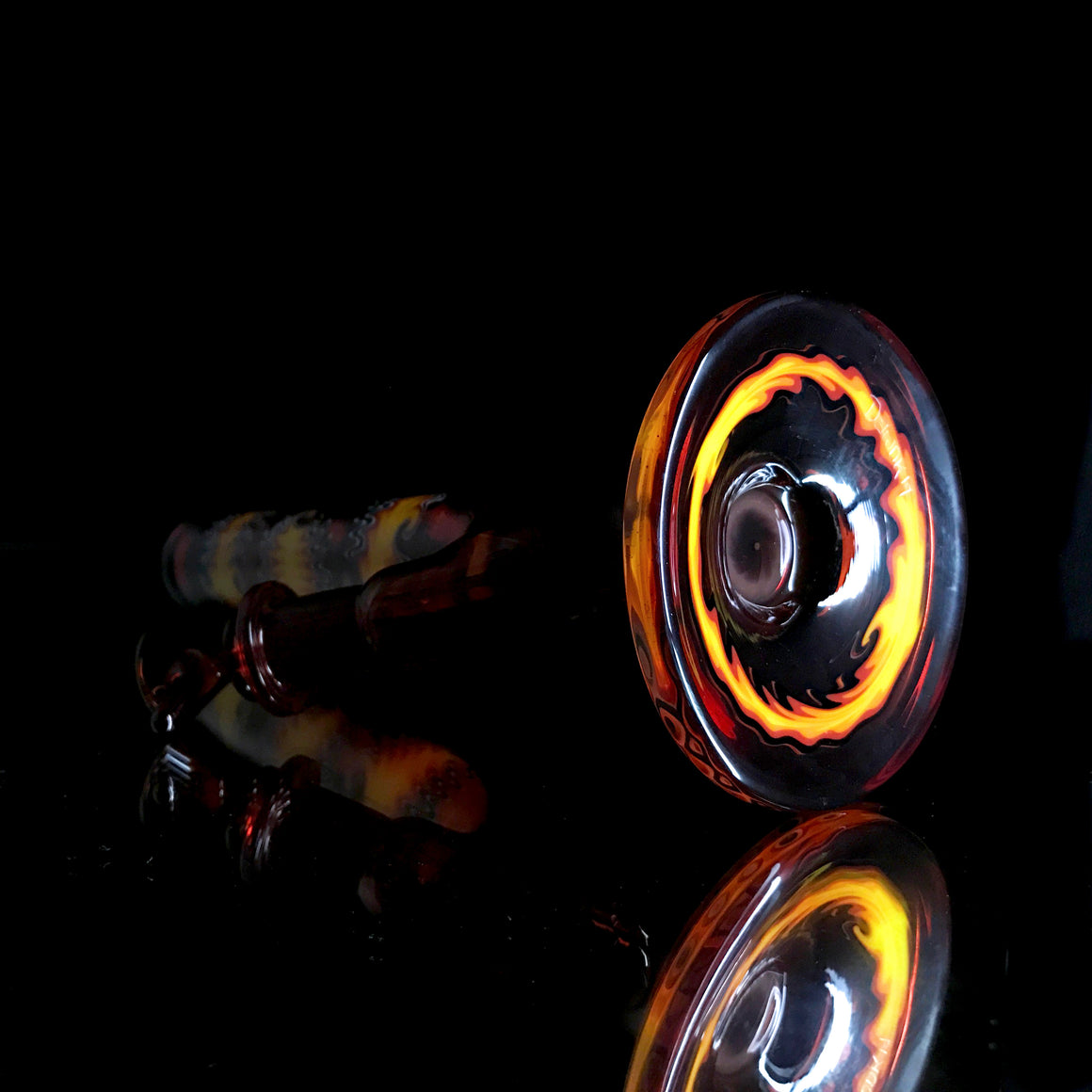 UV Fully-worked Mini Straight Tube - Pomegranate/Fire - 10mm Female