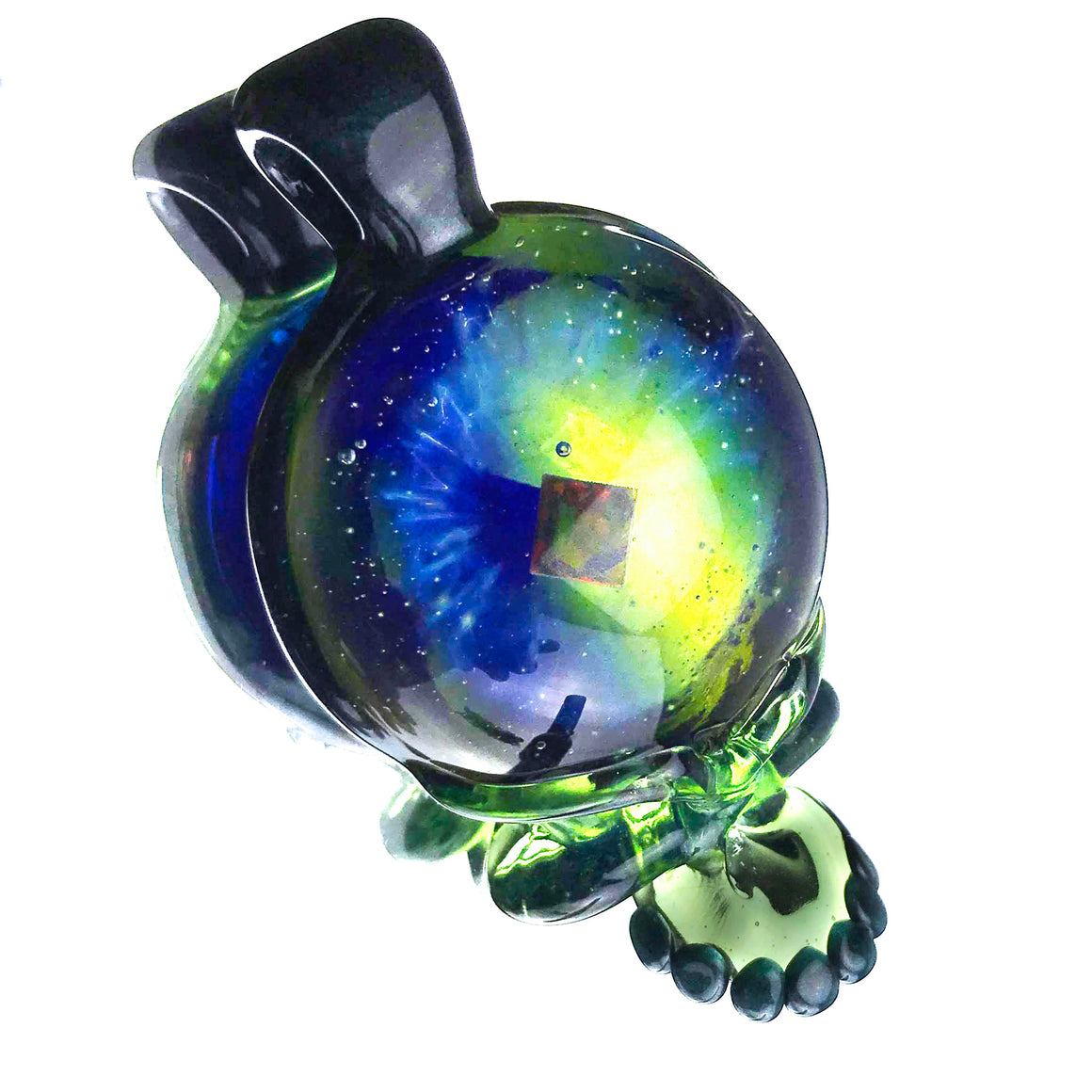 Opal Galaxy Skull Pendant - Tropical Green