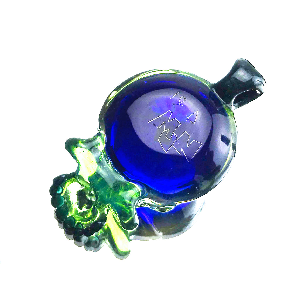 Opal Galaxy Skull Pendant - Tropical Green