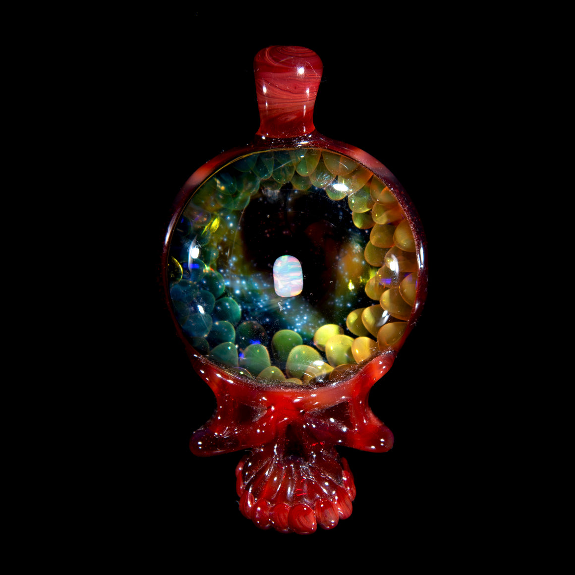 Opal Fume Implosion Skull Pendant - Red